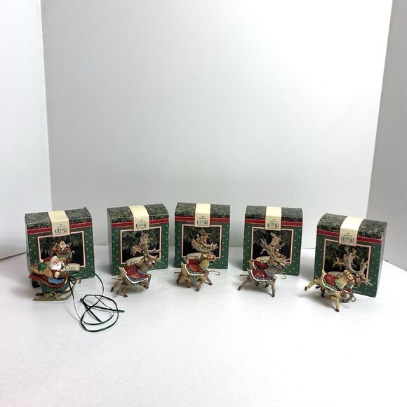 Hallmark Keepsake Ornament Santa and His Reindeer Collection Complete Set - Picture 2 of 6